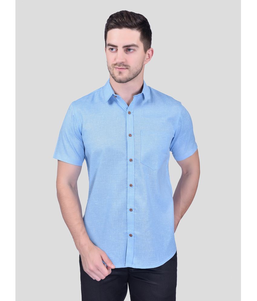     			PRINTCULTR Cotton Blend Regular Fit Solids Half Sleeves Men's Casual Shirt - Blue ( Pack of 1 )