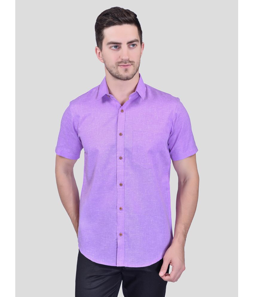     			PRINTCULTR Cotton Blend Regular Fit Solids Half Sleeves Men's Casual Shirt - Purple ( Pack of 1 )