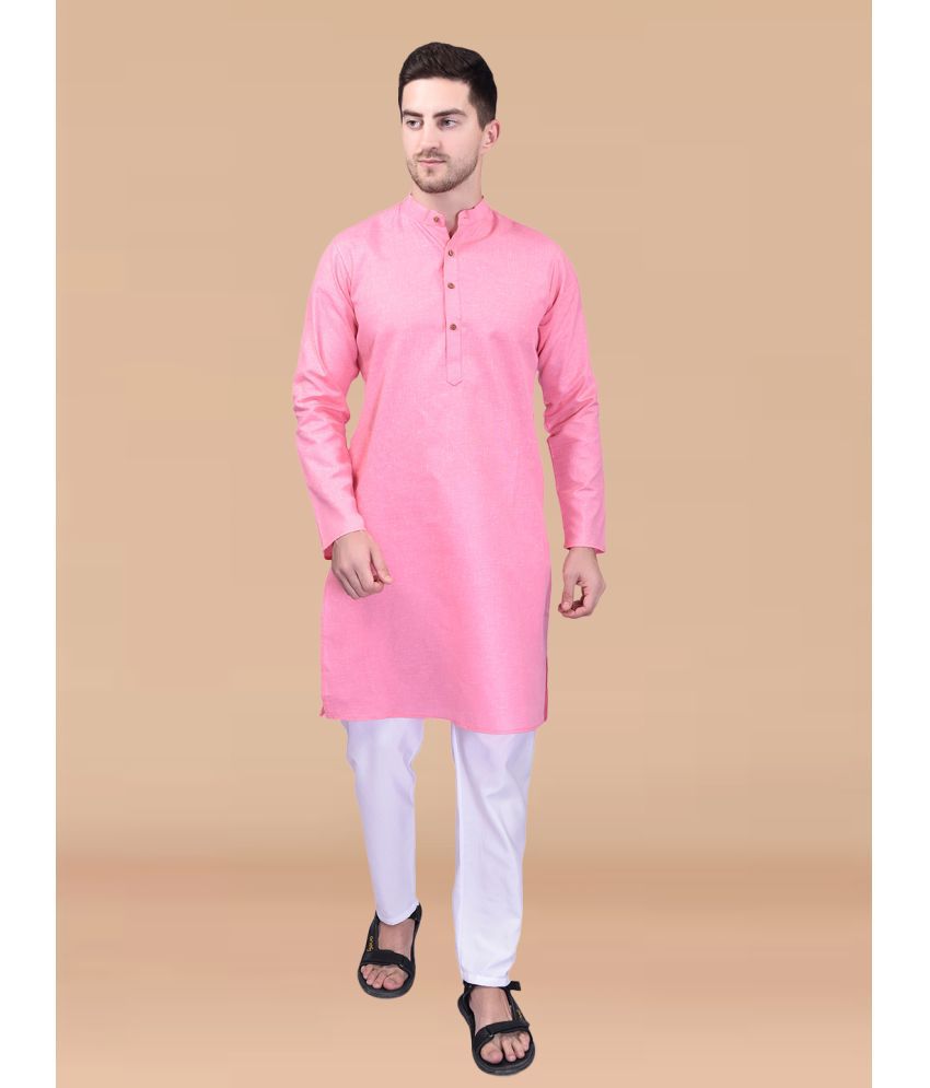     			PRINTCULTR Pink Cotton Regular Fit Men's Kurta Pyjama Set ( Pack of 1 )