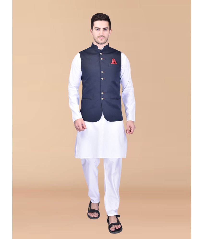     			PRINTCULTR White Cotton Regular Fit Men's Kurta Pyjama Set ( Pack of 1 )