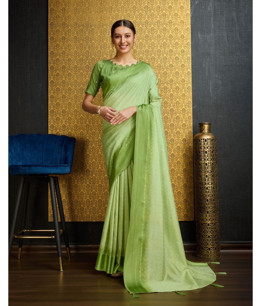     			Rekha Maniyar Georgette Solid Saree With Blouse Piece - Green ( Pack of 1 )