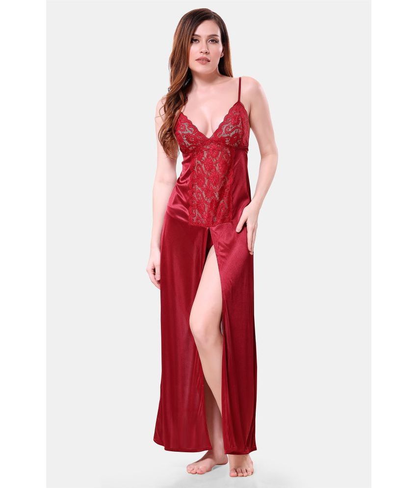     			Romaisa Maroon Satin Women's Nightwear Nighty & Night Gowns ( Pack of 1 )