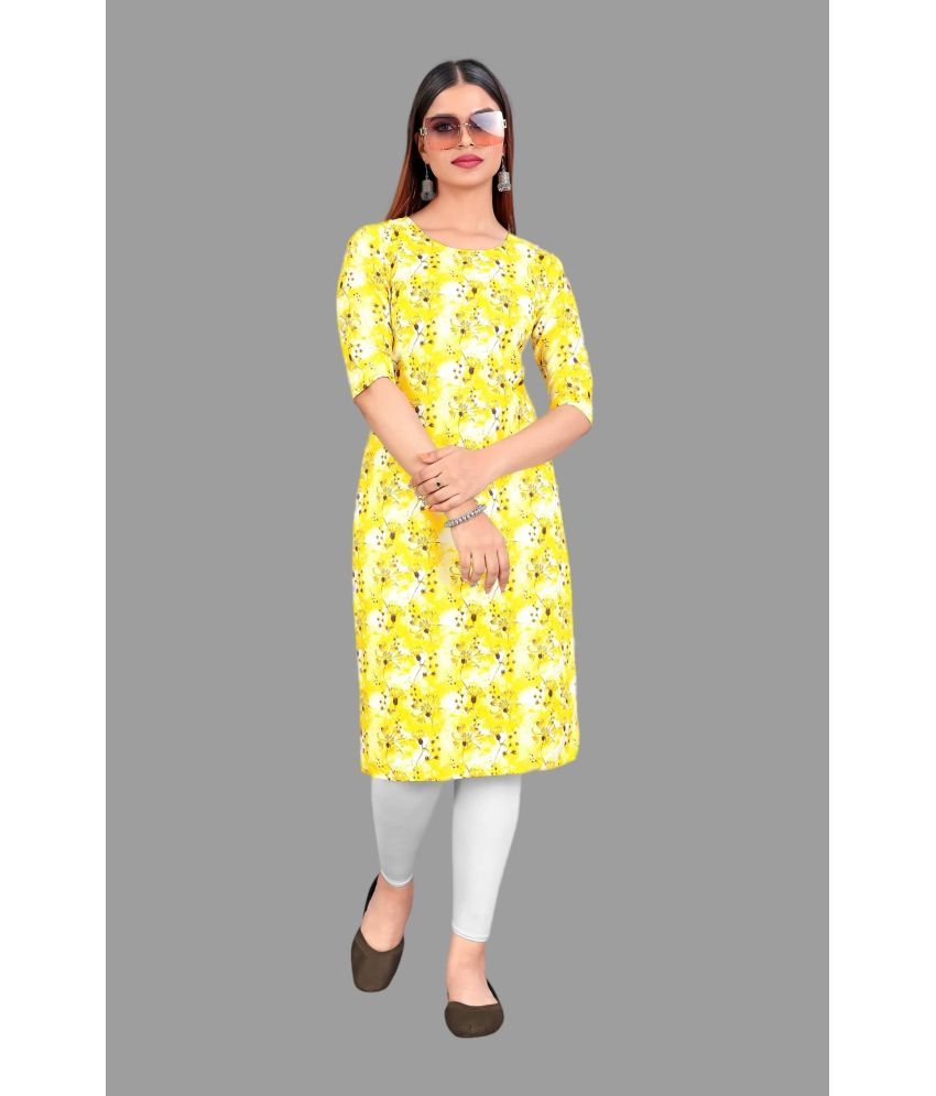     			paradise prints Crepe Printed Straight Women's Kurti - Yellow ( Pack of 1 )