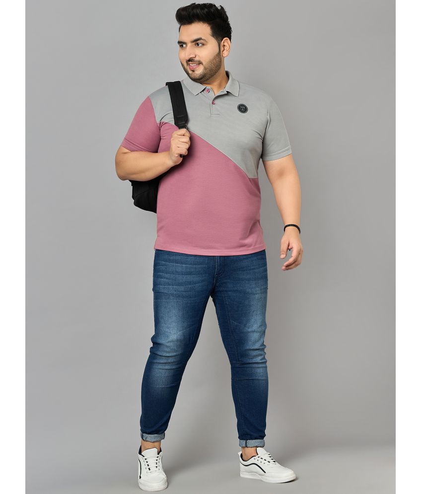     			zigo Cotton Blend Regular Fit Colorblock Half Sleeves Men's Polo T Shirt - Peach ( Pack of 1 )