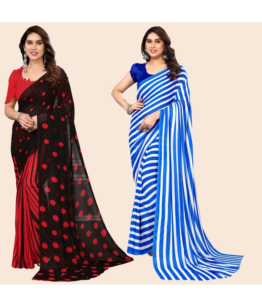     			ANAND SAREES Georgette Printed Saree With Blouse Piece - Multicolour ( Pack of 2 )