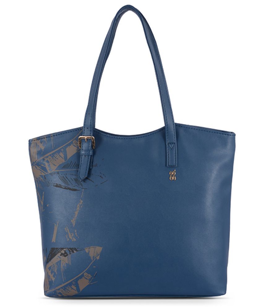     			Baggit Blue PU Tote Bag