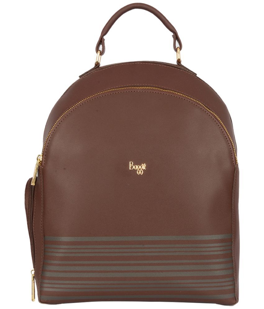     			Baggit Brown PU Backpack