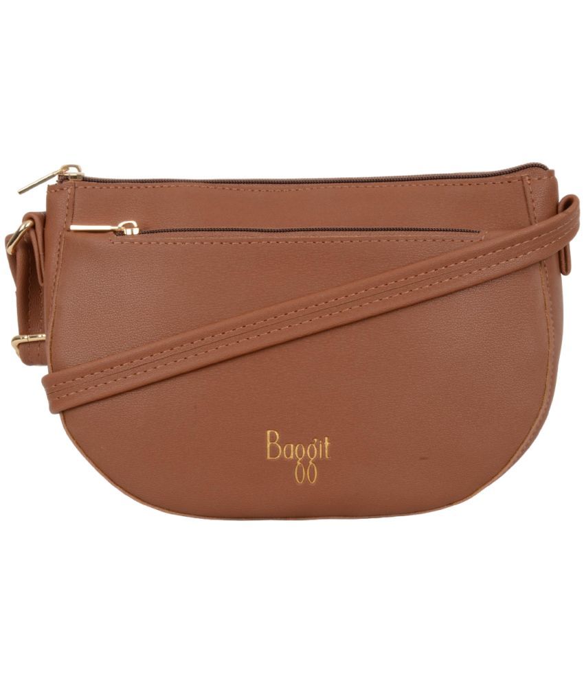     			Baggit Brown PU Sling Bag