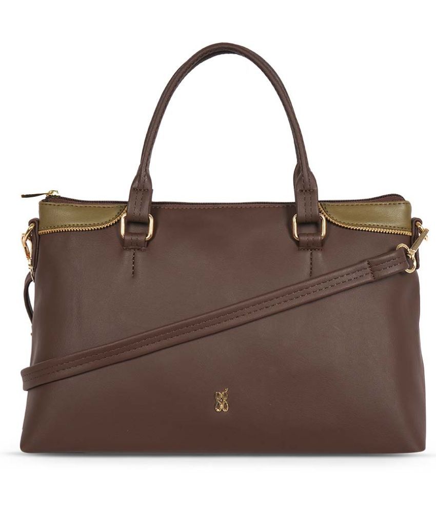     			Baggit Brown PU Tote Bag