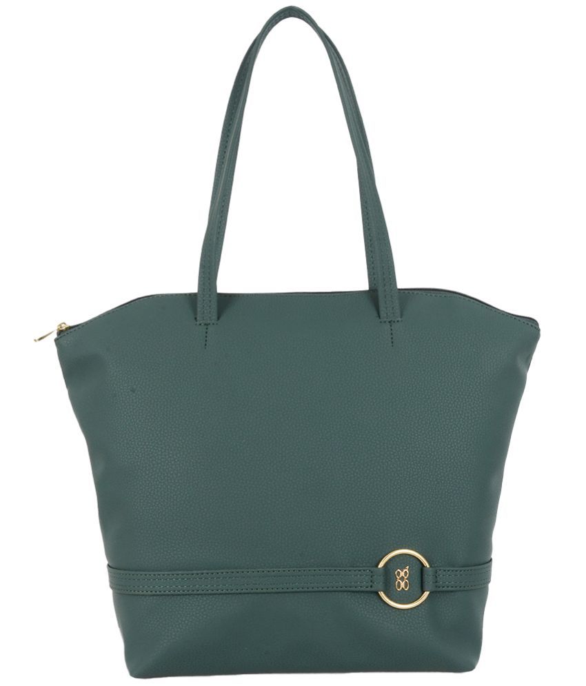     			Baggit Green PU Tote Bag