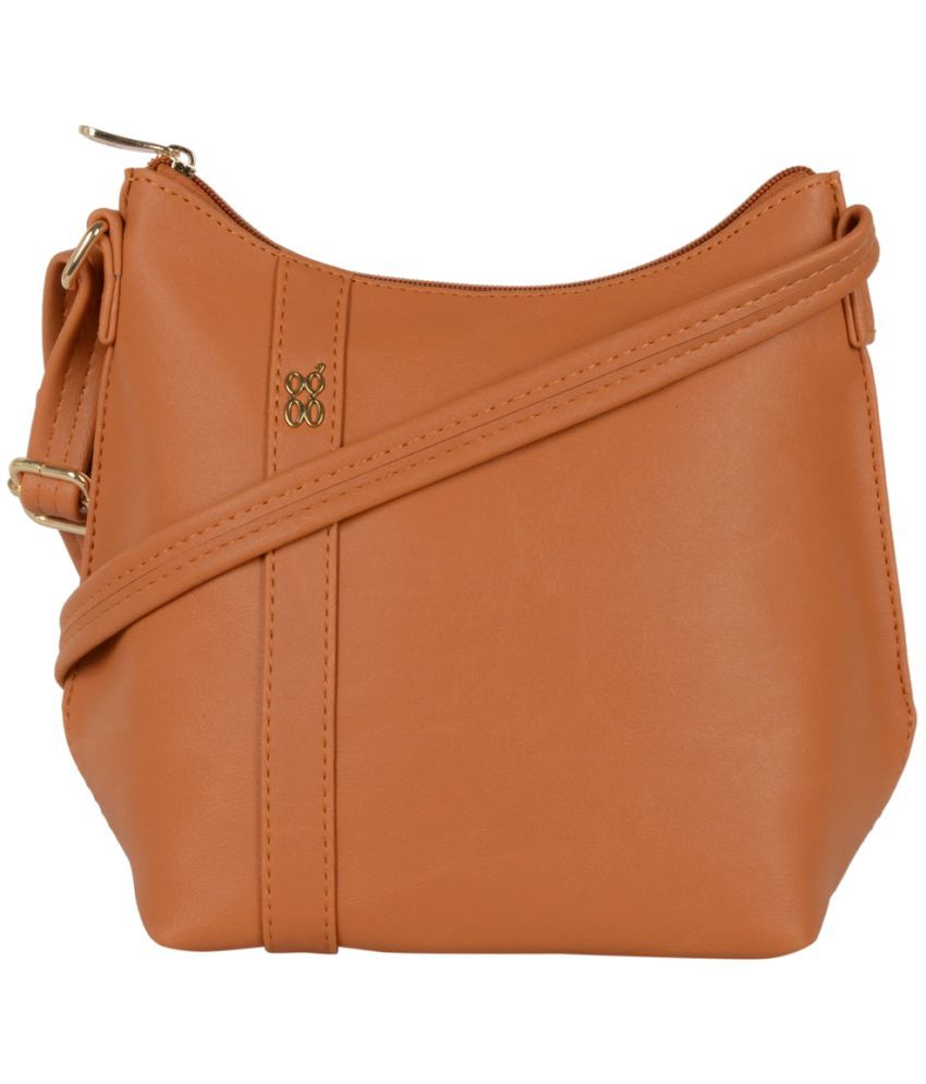     			Baggit Orange PU Hobo Bag