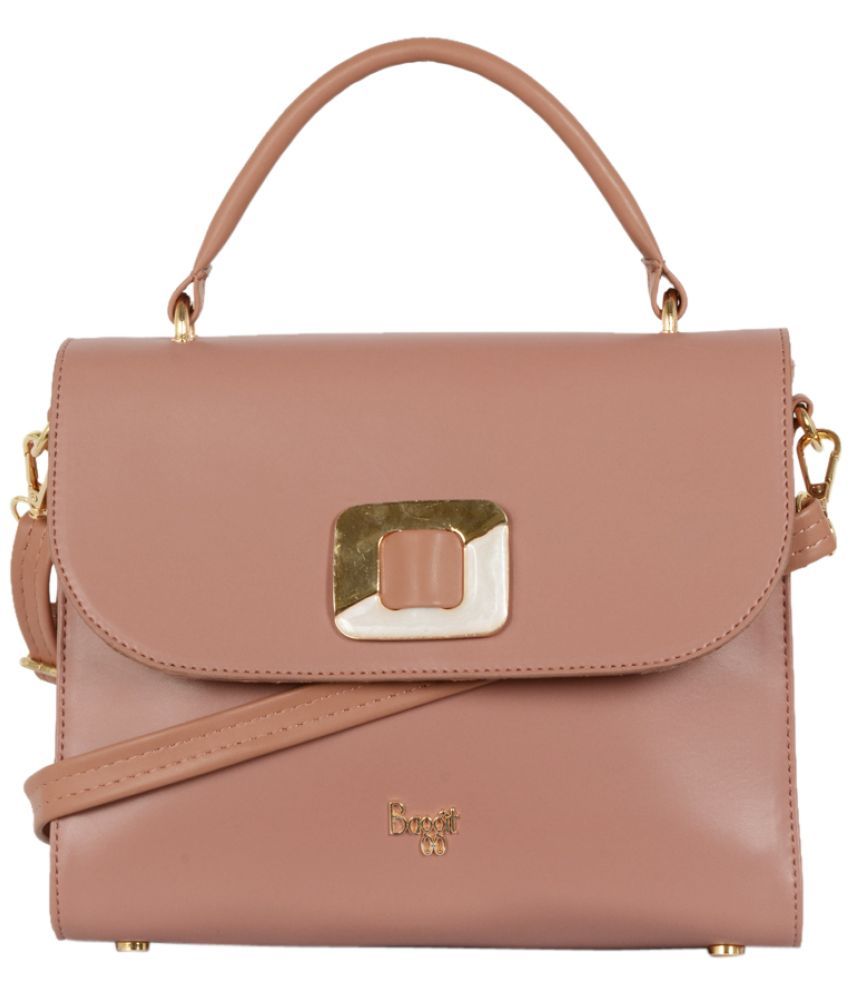     			Baggit Pink PU Satchel Bag