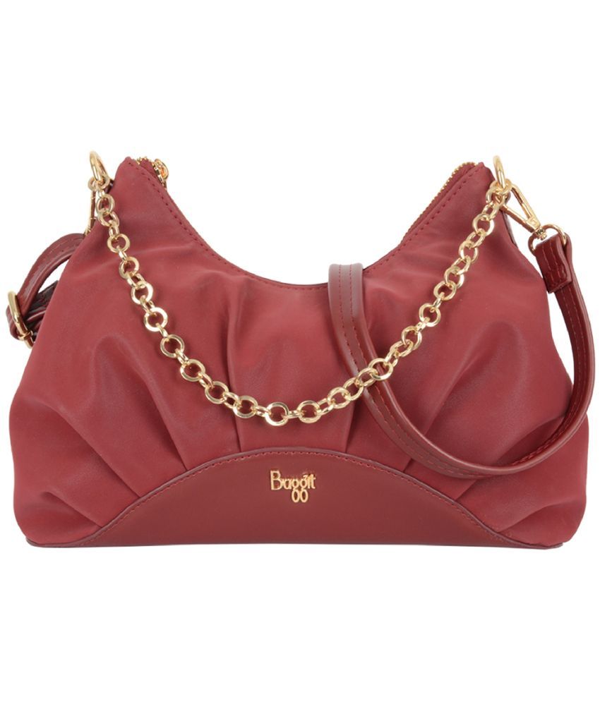     			Baggit Red PU Hobo Bag