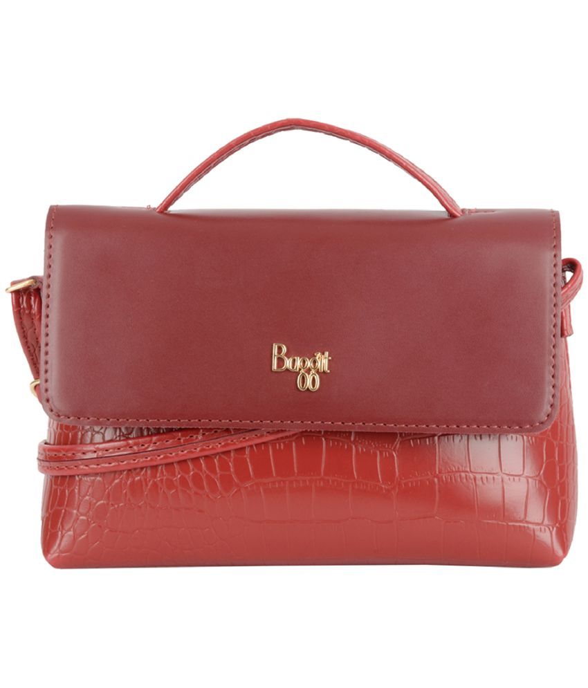     			Baggit Red PU Satchel Bag