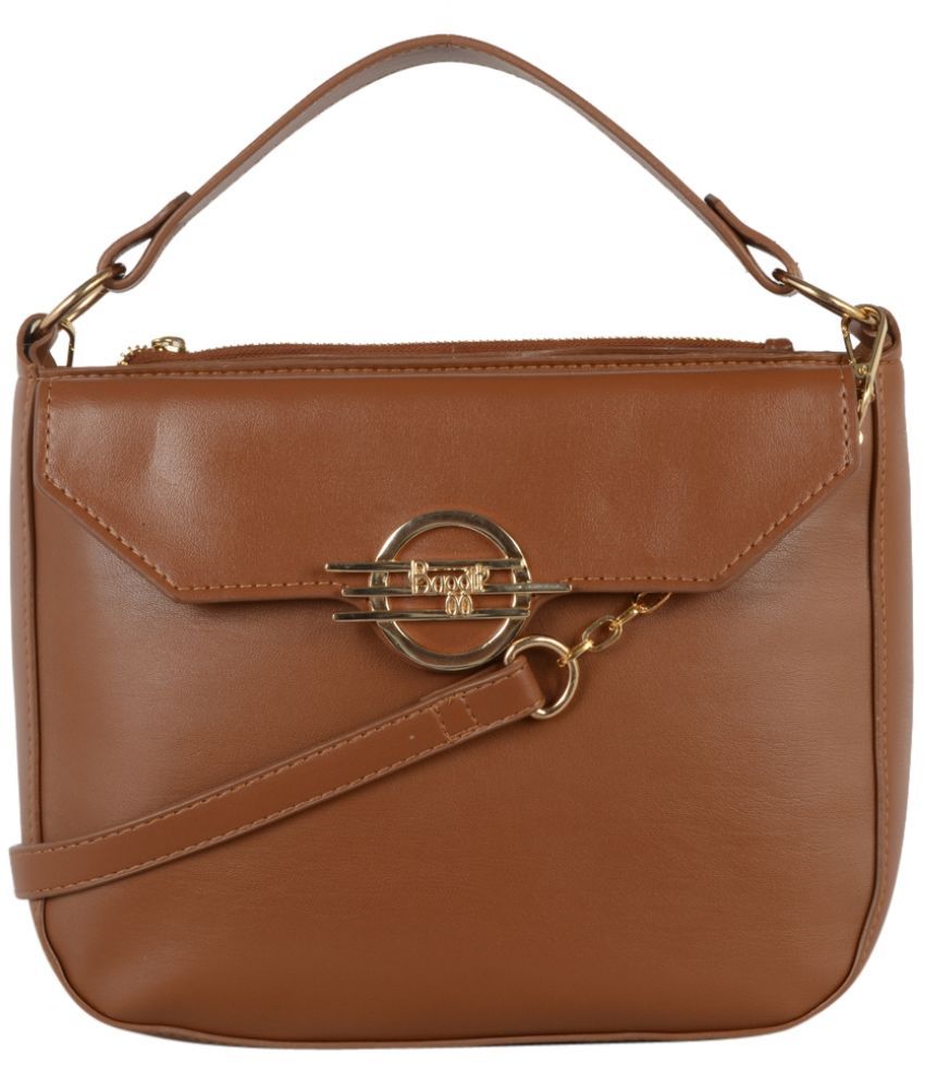     			Baggit Tan PU Satchel Bag