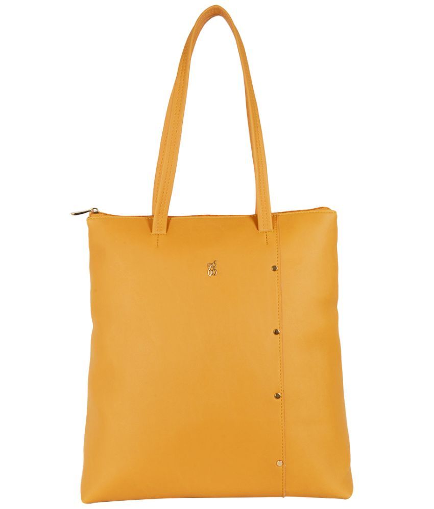     			Baggit Yellow PU Tote Bag