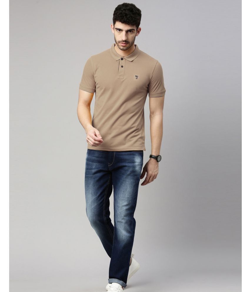     			Joven Cotton Blend Regular Fit Solid Half Sleeves Men's Polo T Shirt - Beige ( Pack of 1 )