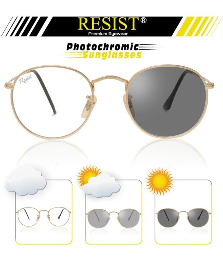     			RESIST EYEWEAR Gold Round Sunglasses ( Pack of 1 )