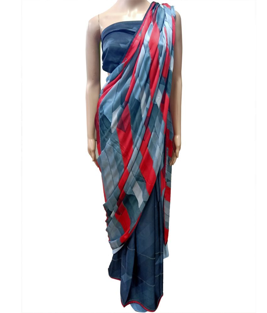     			Samah Silk Blend Printed Saree With Blouse Piece - Multicolour ( Pack of 1 )