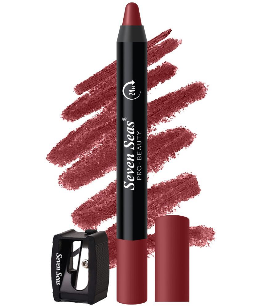     			Seven Seas Matte Mood Non Transfer Crayon Lipstick | Long Lasting Crayon Lipstick (Flaming Red 3.5g)