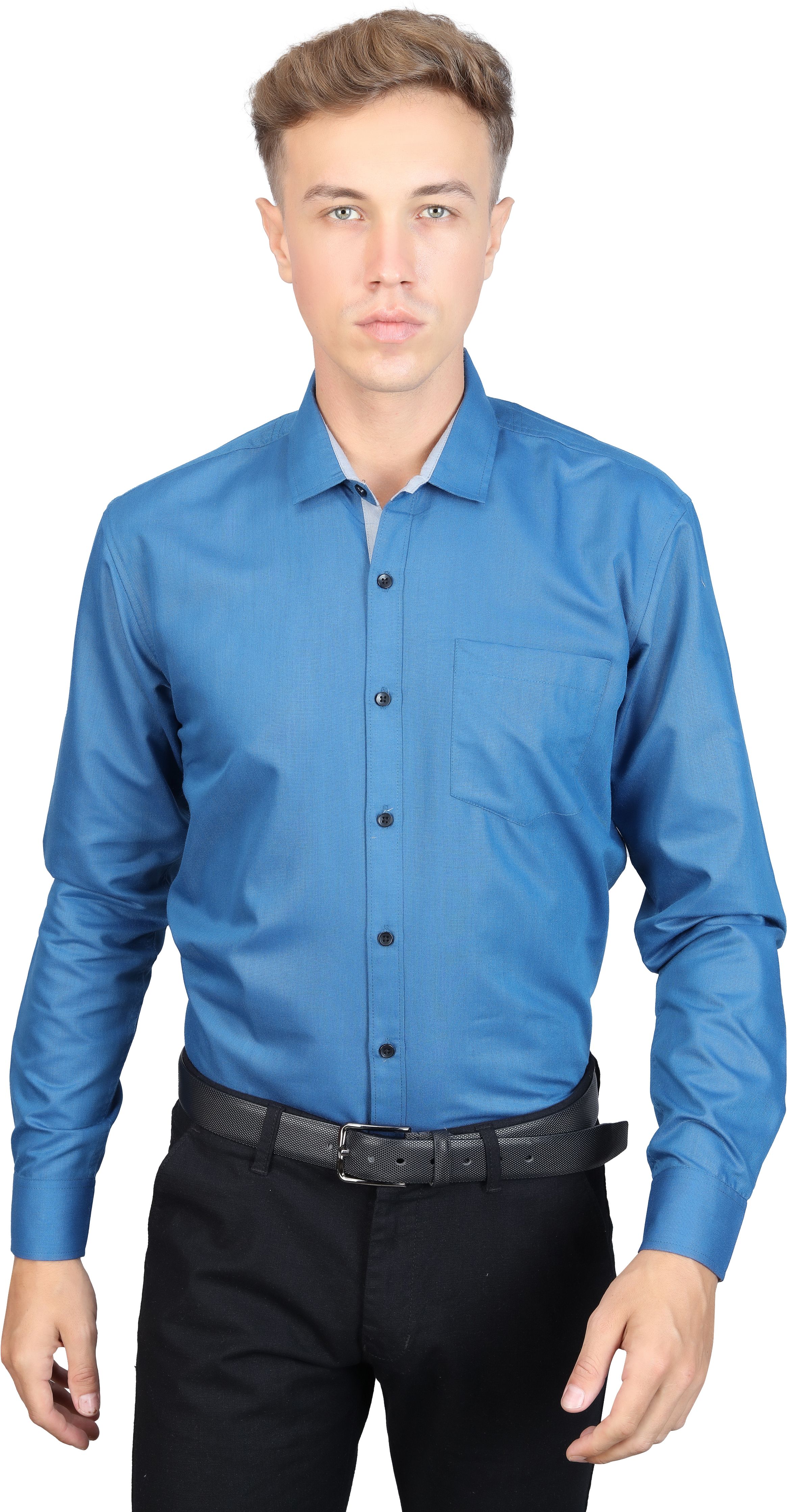     			Supersquad Cotton Blend Regular Fit Full Sleeves Men's Formal Shirt - Blue ( Pack of 1 )