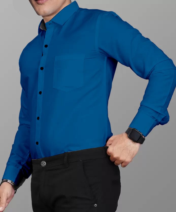     			Supersquad Cotton Blend Regular Fit Full Sleeves Men's Formal Shirt - Blue ( Pack of 1 )