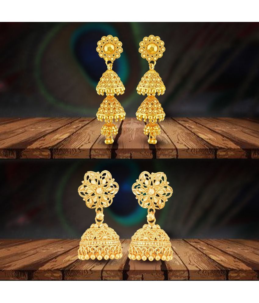     			VIVASTRI Golden Jhumki Earrings ( Pack of 2 )