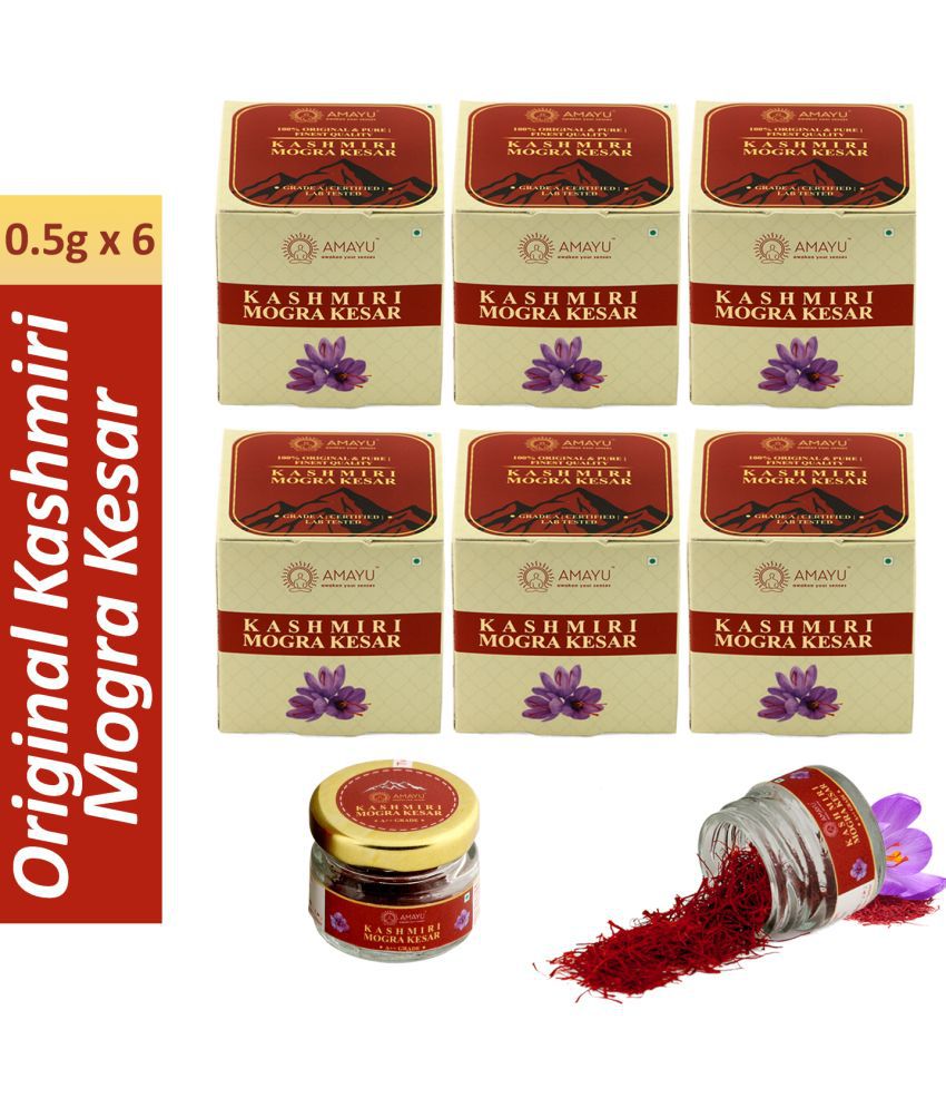     			AMAYU Kashmiri Mogra Kesar Saffron 3 gm Pack of 6