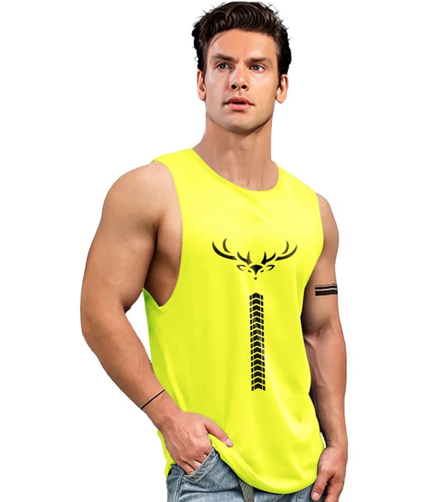     			AUSK Pack of 1 Polyester Gym Vest For Men ( Yellow )