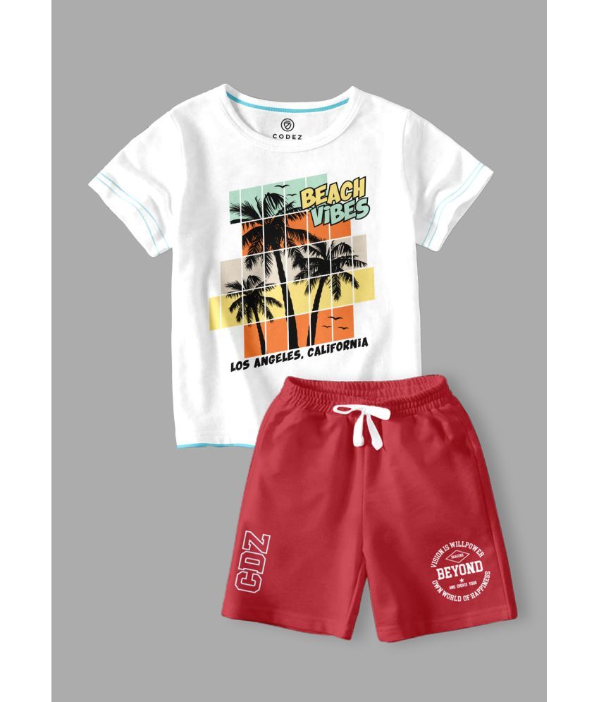     			CODEZ Multicolor Cotton Blend Boys T-Shirt & Shorts ( Pack of 2 )