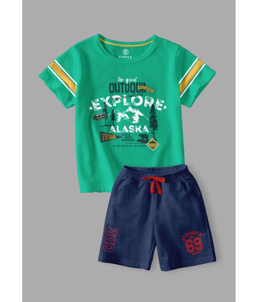     			CODEZ Multicolor Cotton Blend Boys T-Shirt & Shorts ( Pack of 2 )