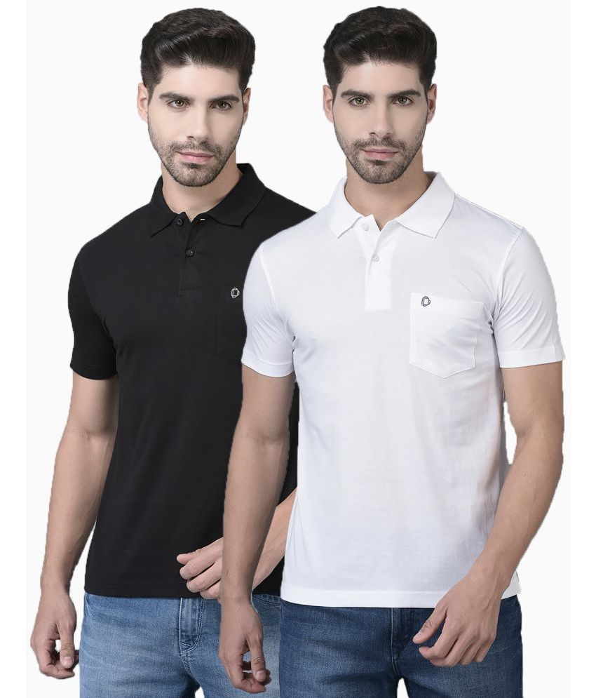     			Dollar Cotton Blend Regular Fit Solid Half Sleeves Men's Polo T Shirt - Multicolor ( Pack of 2 )