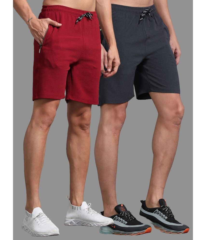     			JILZ Multi Polyester Men's Shorts ( Pack of 2 )