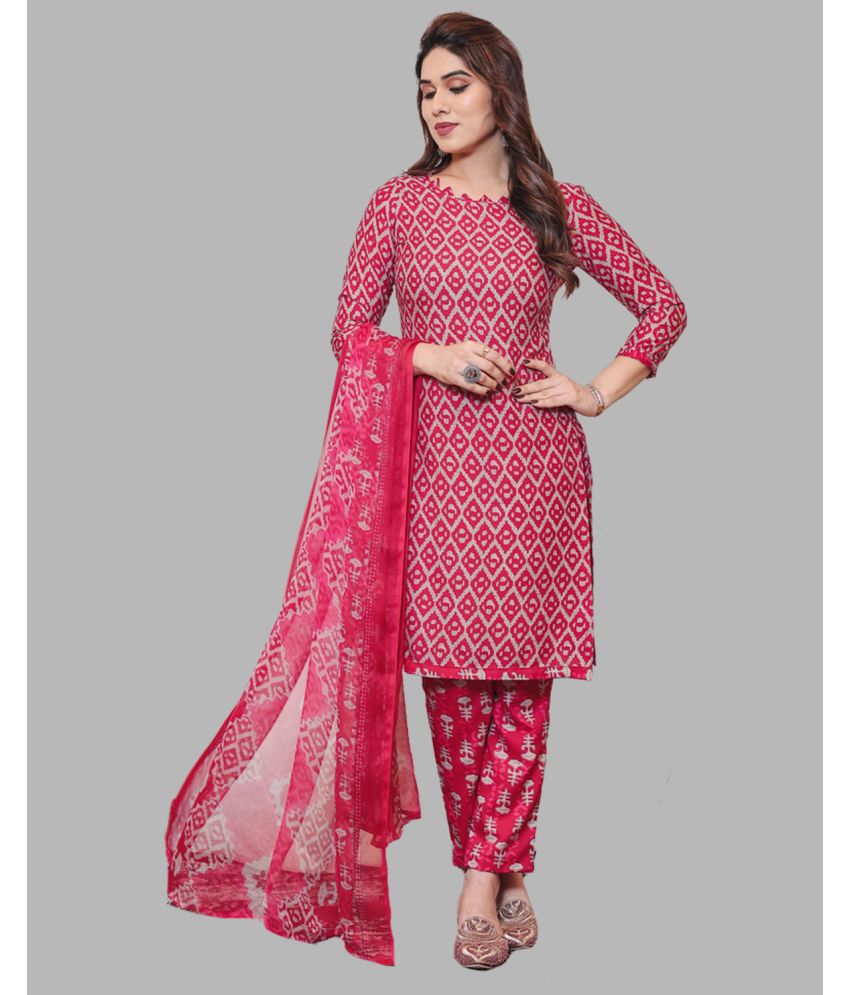     			Kashvi Unstitched Crepe Printed Dress Material - Pink ( Pack of 1 )