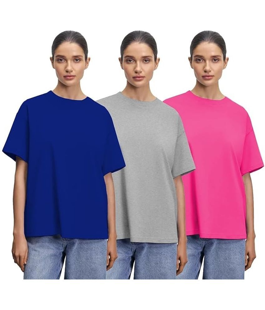     			Leotude Multicolor Cotton Blend Women's T-Shirt ( Pack of 3 )