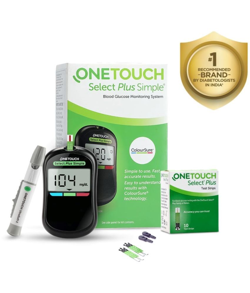     			OneTouch Select Plus Simple glucometer | FREE 10 Test Strips + 10 Lancets + 1 Lancing device