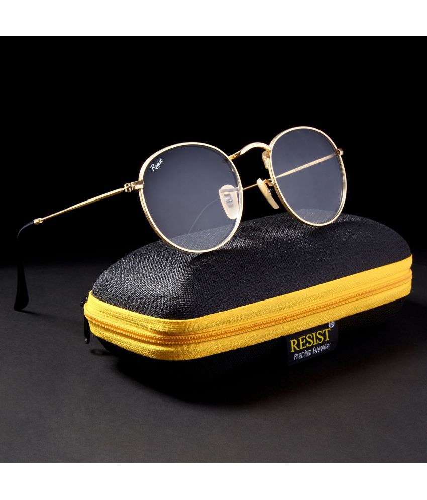     			RESIST EYEWEAR Gold Round Sunglasses ( Pack of 1 )