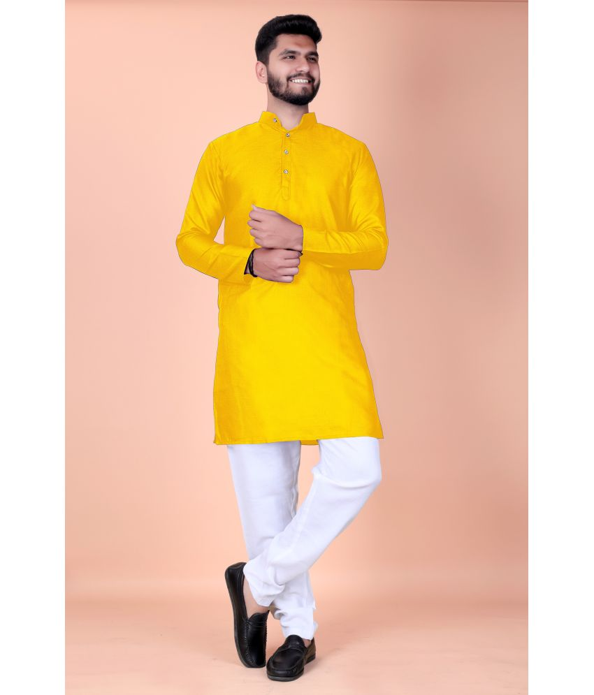     			Reyansh4u Yellow Cotton Blend Men's Regular Kurta ( Pack of 1 )