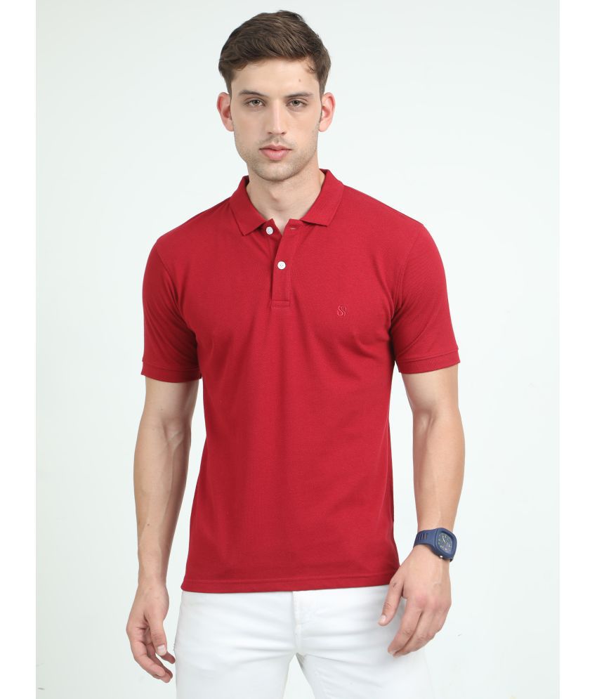     			SUPER STYLE POLO Cotton Regular Fit Solid Half Sleeves Men's Polo T Shirt - Red ( Pack of 1 )