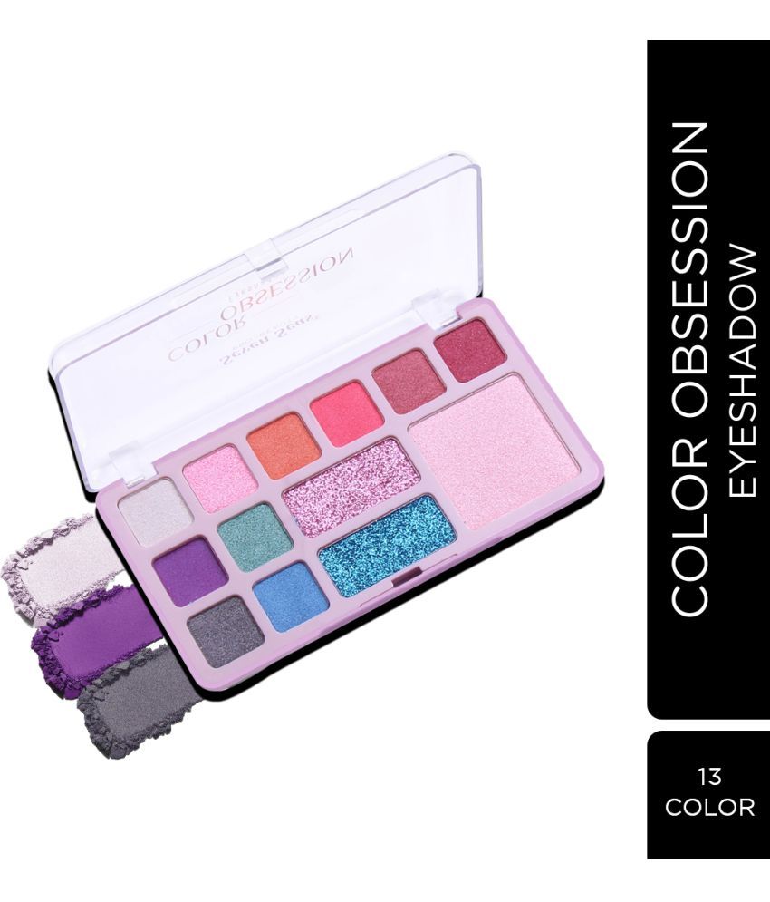     			Seven Seas Color Obsession 13 Pigmented Colors Eyeshadow Palette Shimmery & Glitter Finish 32.2g