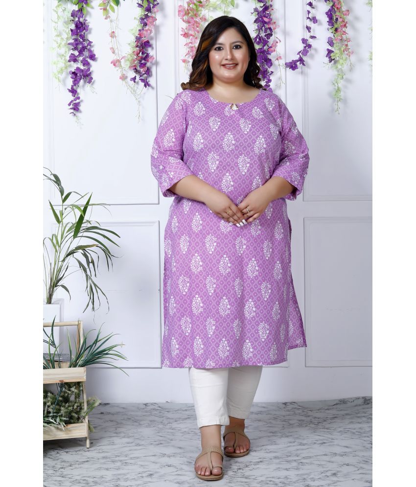     			Swasti Cotton Printed Straight Women's Kurti - Purple ( Pack of 1 )