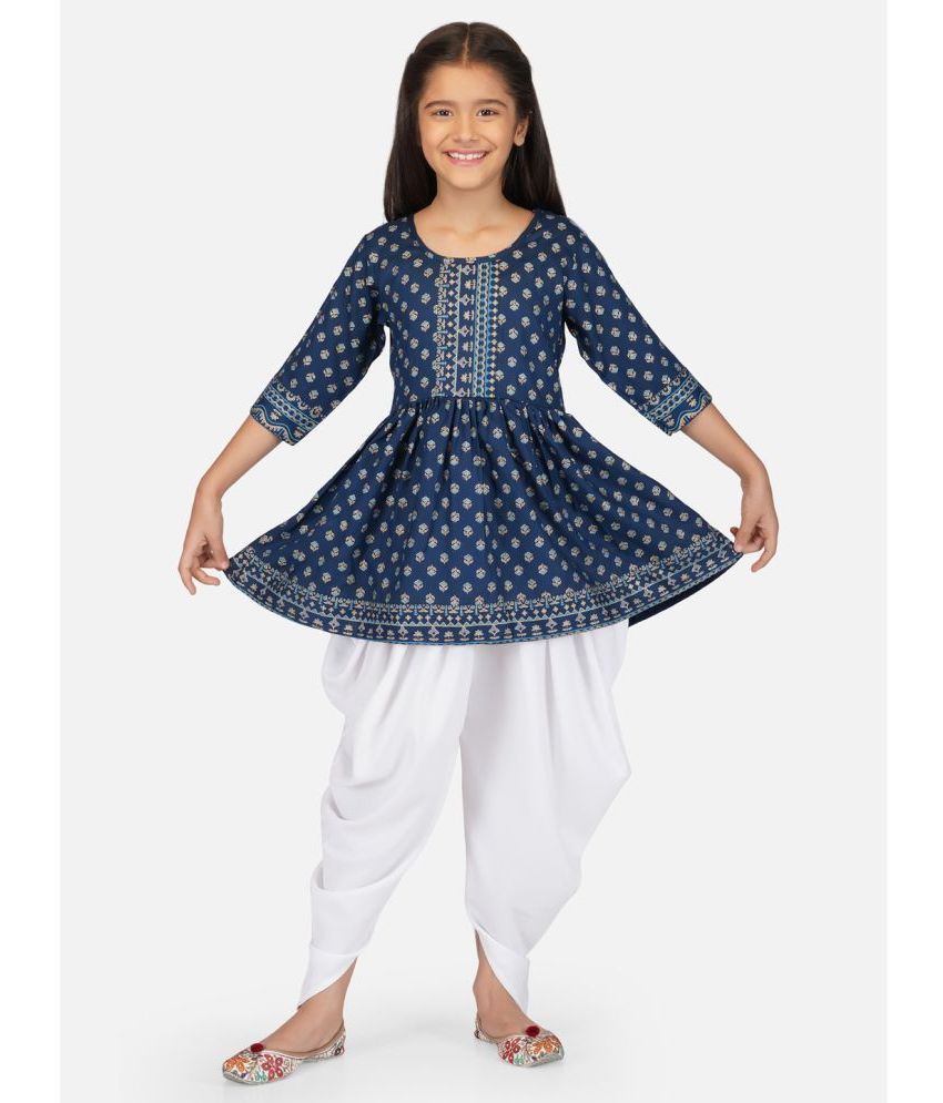     			VIVANA Teal Rayon Girls Top With Dhoti ( Pack of 1 )