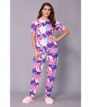 NightBlue Purple Crepe Women's Nightwear Nightsuit Sets ( Pack of 1 )