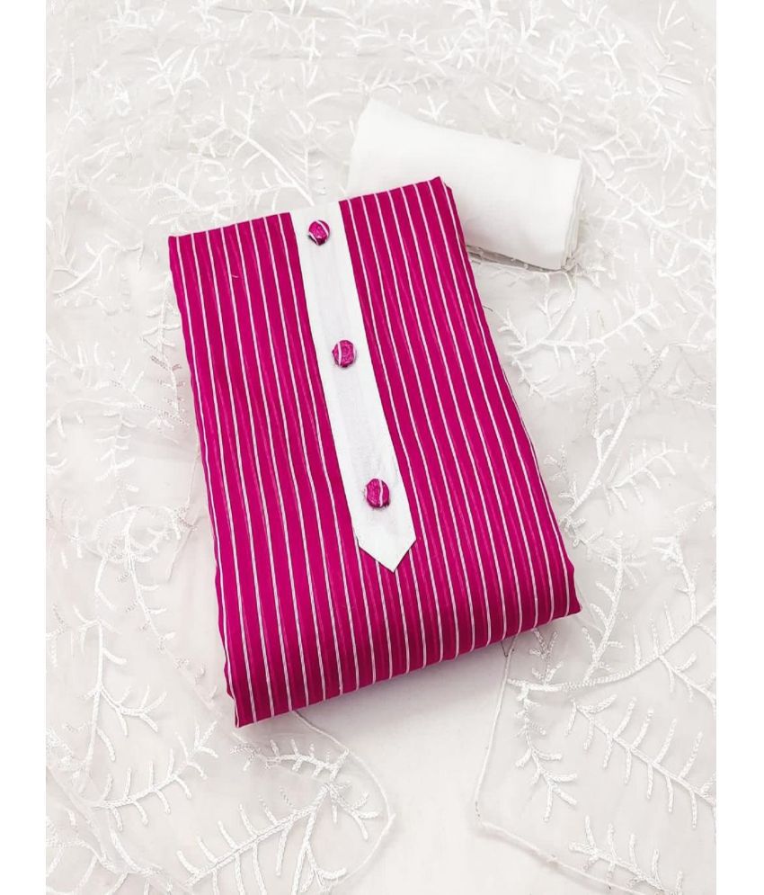     			A TO Z CART Unstitched Cotton Striped Dress Material - Magenta ( Pack of 1 )
