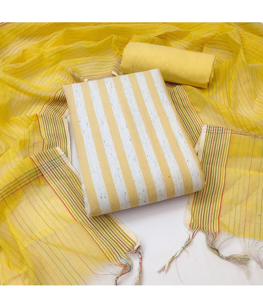     			A TO Z CART Unstitched Cotton Striped Dress Material - Yellow ( Pack of 1 )