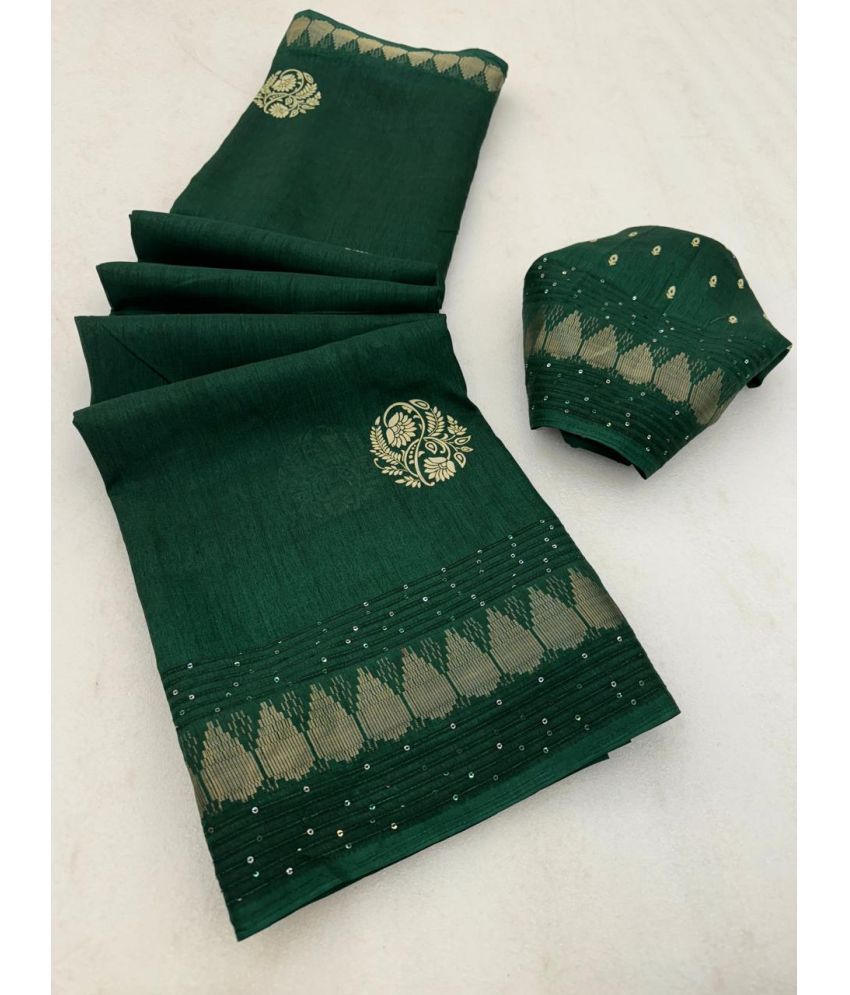     			Bhuwal Fashion Art Silk Printed Saree With Blouse Piece - Green ( Pack of 1 )