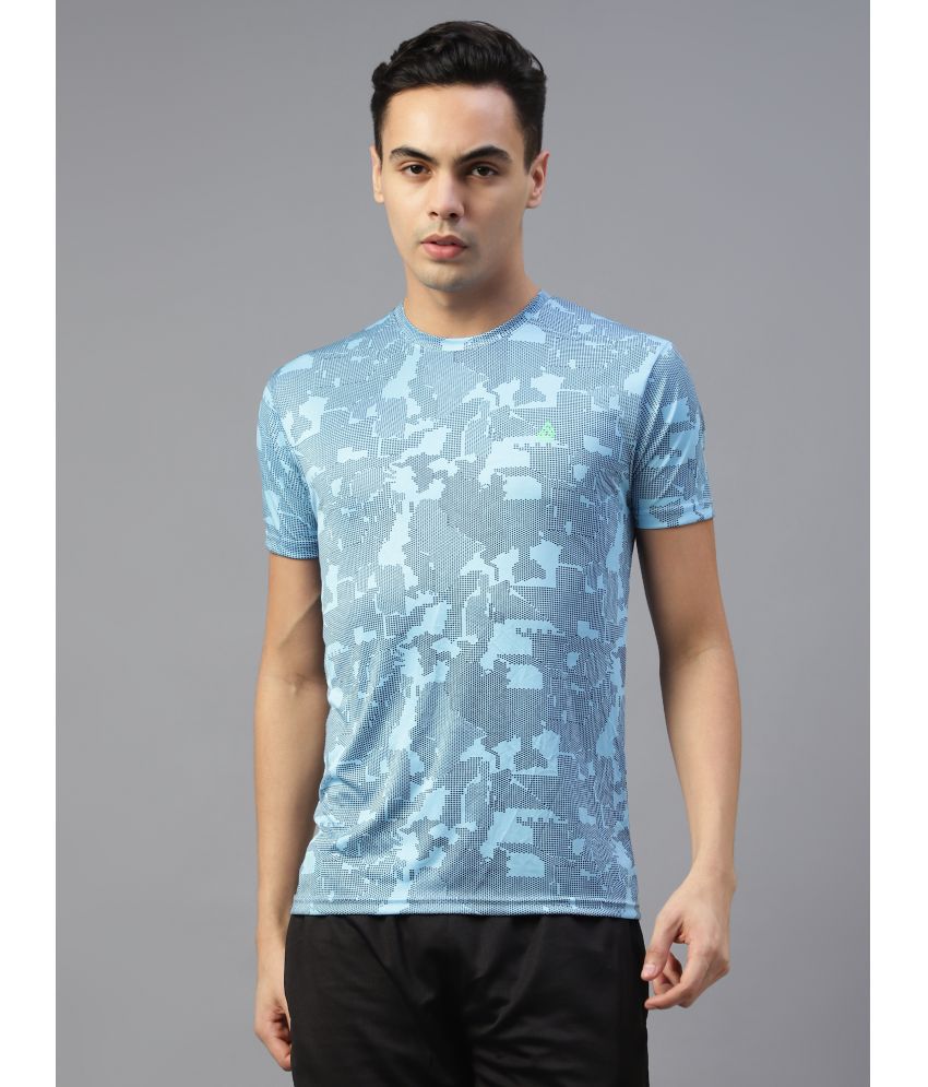     			Diaz Cotton Blend Regular Fit Printed Half Sleeves Men's T-Shirt - Blue ( Pack of 1 )