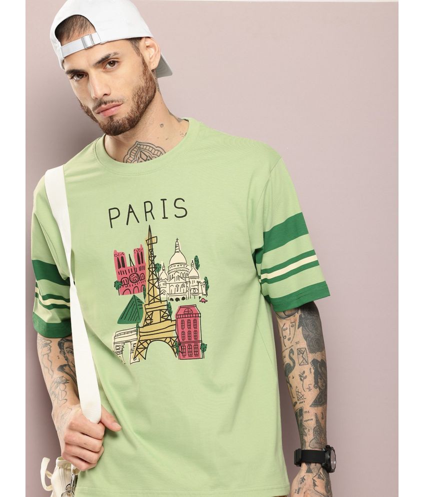     			Dillinger Cotton Oversized Fit Printed Half Sleeves Men's T-Shirt - Green ( Pack of 1 )