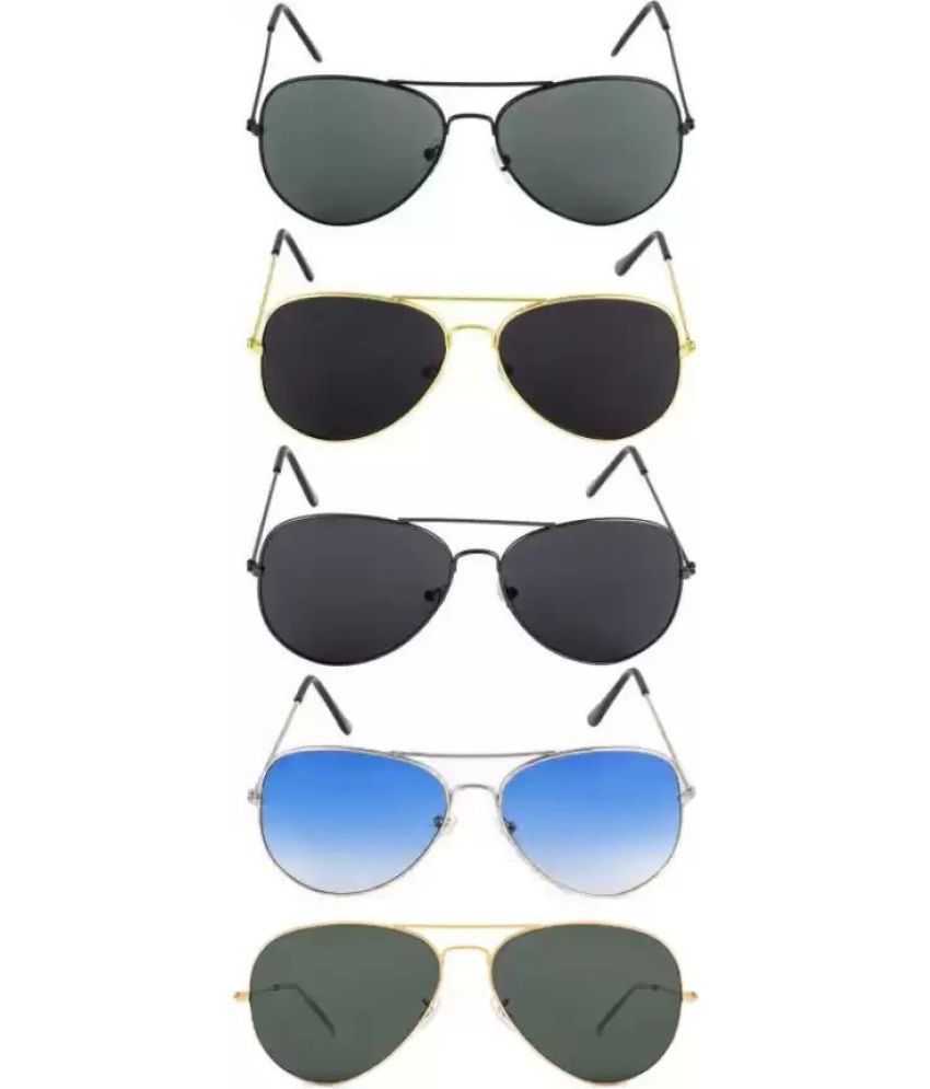     			Funk Multicolor Pilot Sunglasses ( Pack of 5 )