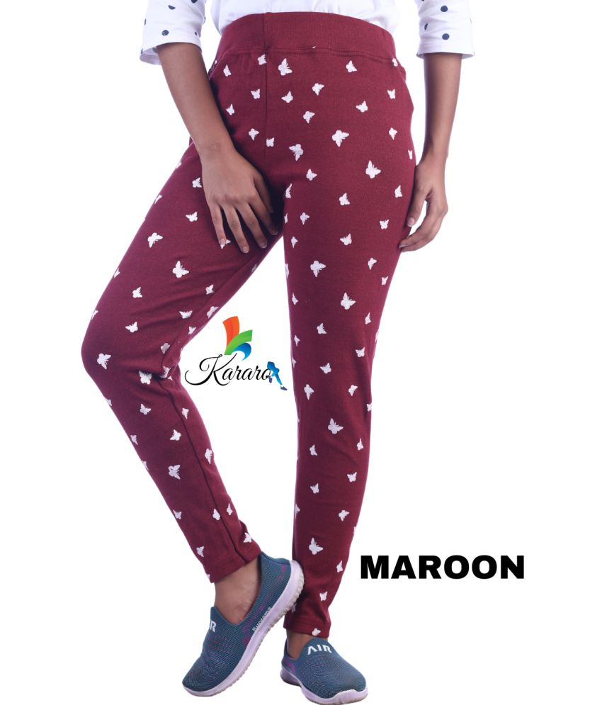     			KARARO JEGGINGS - Cotton Blend Skinny Fit Maroon Women's Jeggings ( Pack of 1 )